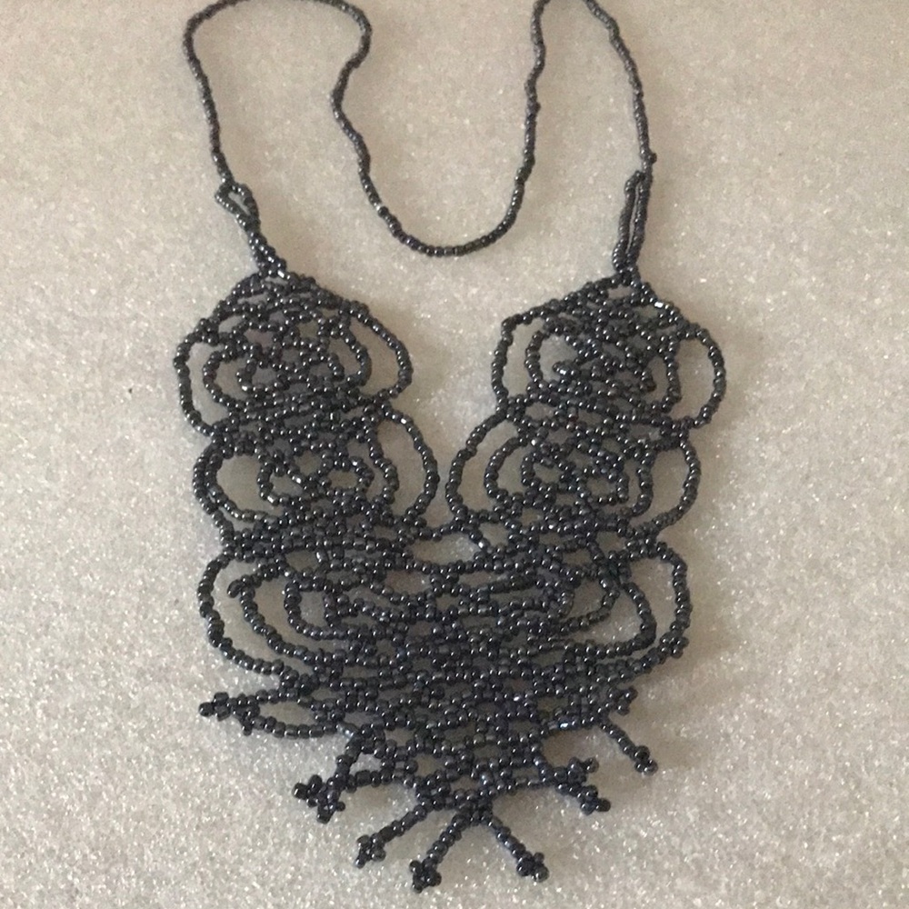 Dark gray Beaded Statement Necklace - Women Jewelry